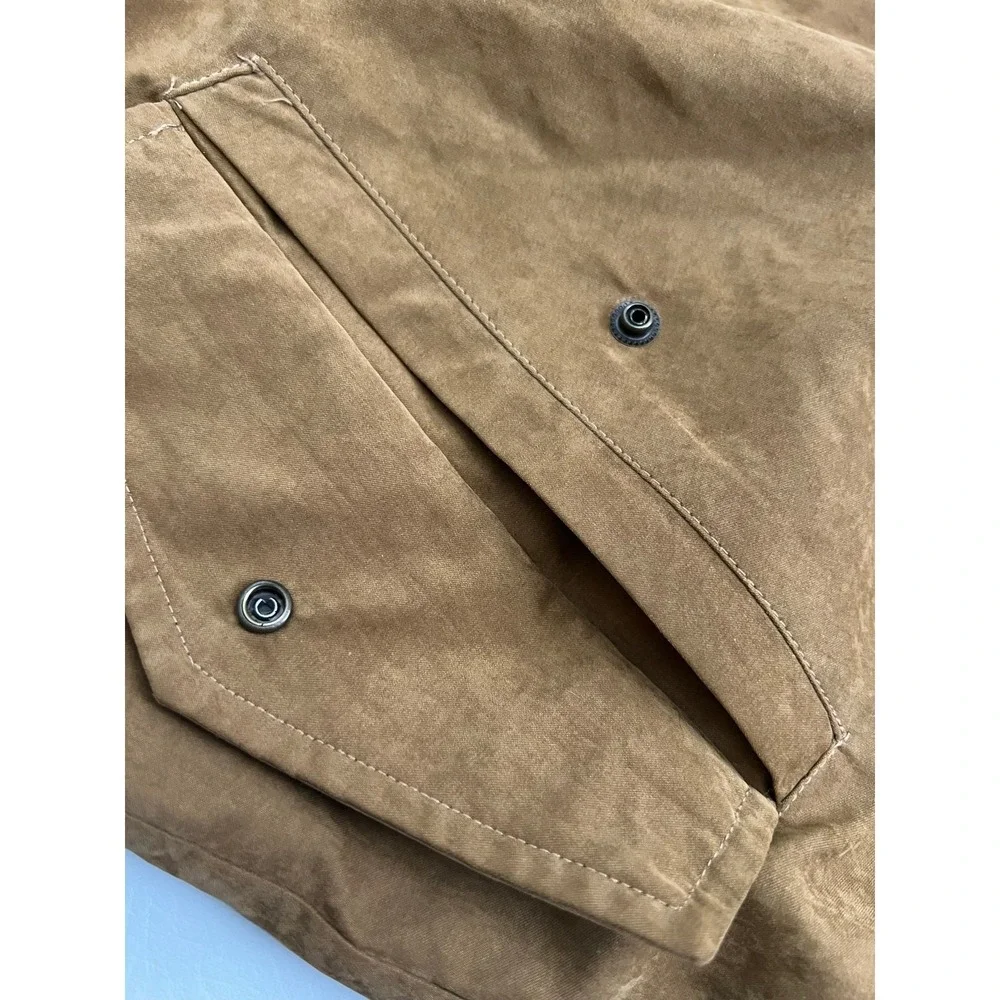Entro Utility Jacket L Camel Hooded Anorak Drawstring Lightweight Boho Western